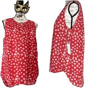 Velvet by Graham & Spencer Febe Royalty Red White Polka Dot Sleeveless Blouse M